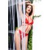 Intimo 2 pezzi in pizzo e tulle con collarino. Rosso Intimo 2 pezzi in pizzo e tulle con collarino. Rosso