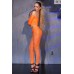 Top e leggings in rete ricamata floreale. Arancione Top e leggings in rete ricamata floreale. Arancione