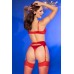 Set 4 pezzi in satin con calze. Rosso. Set 4 pezzi in satin con calze. Rosso.
