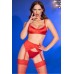 Set 4 pezzi in satin con calze. Rosso. Set 4 pezzi in satin con calze. Rosso.