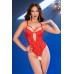 Body in tulle e pizzo floreale. Rosso Body in tulle e pizzo floreale. Rosso