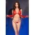 Babydoll rosso in tulle con perizoma e frustino. Babydoll rosso in tulle con perizoma e frustino.