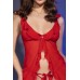 Babydoll in microrete con volants. Rosso Babydoll in microrete con volants. Rosso