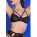 Set 4 pezzi in pizzo floreale nero con calze. Set 4 pezzi in pizzo floreale nero con calze.