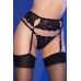Set 4 pezzi in pizzo floreale nero con calze. Set 4 pezzi in pizzo floreale nero con calze.