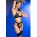 Intimo 4 pezzi in pizzo con collarino + calze. Nero Intimo 4 pezzi in pizzo con collarino + calze. Nero
