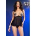 Babydoll con catenelle, perizoma, benda e copricapezzoli. Nero Babydoll con catenelle, perizoma, benda e copricapezzoli. Nero