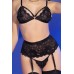 Completo intimo 4 pezzi in pizzo con calze. Nero Completo intimo 4 pezzi in pizzo con calze. Nero