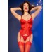 Set intimo 3 pz in satin e pizzo con calze. Rosso Set intimo 3 pz in satin e pizzo con calze. Rosso