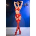 Completino rosso 4 pezzi in pizzo con calze. Completino rosso 4 pezzi in pizzo con calze.