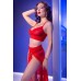 Set 3 pezzi in tulle con catene dorate removibili. Rosso Set 3 pezzi in tulle con catene dorate removibili. Rosso