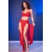 Set 3 pezzi in tulle con catene dorate removibili. Rosso Set 3 pezzi in tulle con catene dorate removibili. Rosso