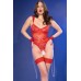 Set 3 pz. body, giarrettiere e polsini con catena. Rosso