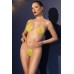Set 2 pezzi giallo fluo a rete con strass.