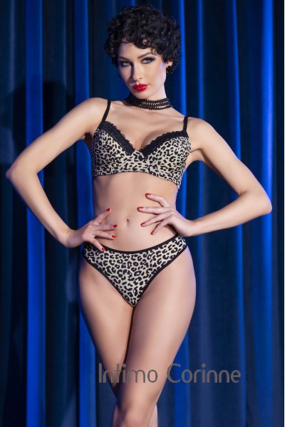 Set 2 pezzi leopardato con slip double-face. Set 2 pezzi leopardato con slip double-face.