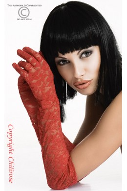 CHILIROSE - guanti lunghi in pizzo rosso GLORIA.