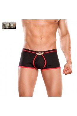 Mini boxer neri con bordi rossi.