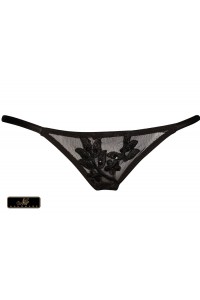 Perizoma in tulle ricamato con perline e paillettes. Perizoma in tulle ricamato con perline e paillettes.