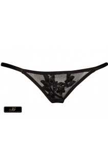 Perizoma in tulle ricamato con perline e paillettes. Perizoma in tulle ricamato con perline e paillettes.