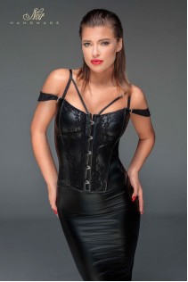 Corpetto in tessuto semilucido e pizzo.