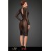 Abito aderente in tulle con righe verticali. Abito aderente in tulle con righe verticali.