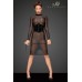 Abito aderente in tulle con righe verticali. Abito aderente in tulle con righe verticali.