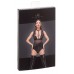 Body in tessuto nero opaco con inserti in tulle. Body in tessuto nero opaco con inserti in tulle.