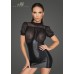 Miniabito con top in tulle, maniche a sbuffo e stringatura. Miniabito con top in tulle, maniche a sbuffo e stringatura.