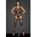 Body in tulle con ricami floreali floccati. Body in tulle con ricami floreali floccati.