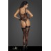 Body in tulle con ricami floreali floccati. Body in tulle con ricami floreali floccati.
