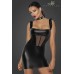 Abito corto in tessuto Powerwetlook con inserto in tulle davanti. Abito corto in tessuto Powerwetlook con inserto in tulle davanti.