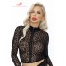 Top floccato leopardato con maniche lunghe. Top floccato leopardato con maniche lunghe.