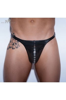 Tanga uomo con occhielli metallici.