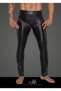 Pantaloni lunghi da uomo in tessuto effetto bagnato con inserti in re Pantaloni lunghi da uomo in tessuto effetto bagnato con inserti in re