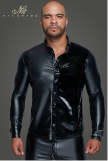 Camicia uomo maniche lunghe in Powerwetlook e PVC. Camicia uomo maniche lunghe in Powerwetlook e PVC.