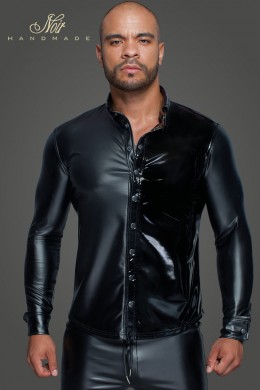 Camicia uomo maniche lunghe in Powerwetlook e PVC. Camicia uomo maniche lunghe in Powerwetlook e PVC.