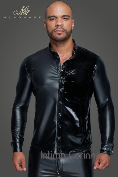 Camicia uomo maniche lunghe in Powerwetlook e PVC. Camicia uomo maniche lunghe in Powerwetlook e PVC.