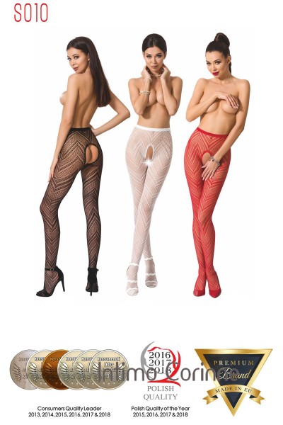 Collant ricamato con trama a zig-zag.